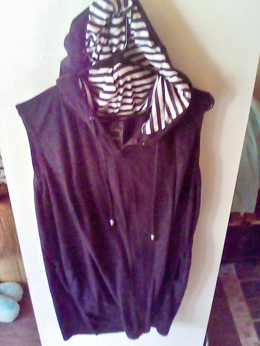 Striped Hooded Cover Up in Black & White